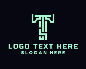 Text - Modern Technology Letter T logo design