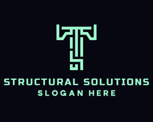 Structural - Modern Technology Letter T logo design