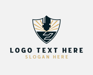 Lathe - Industrial Laser Cutting Shield logo design