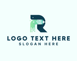 Letter R - Squeegee Wiper Clean Letter R logo design