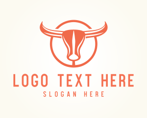 Steak - Abstract Bull Horns Emblem logo design