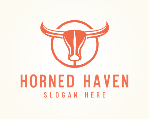 Abstract Bull Horns Emblem logo design