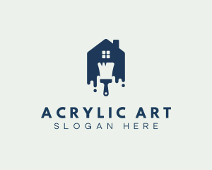 House Paint Brush Renovation logo design