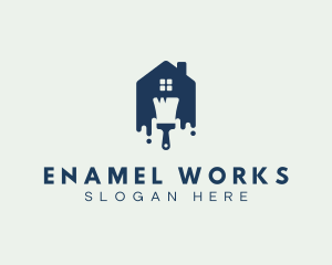 Enamel - House Paint Brush Renovation logo design