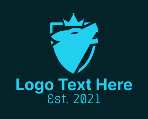 Teal - Wolf Crown Shield logo design