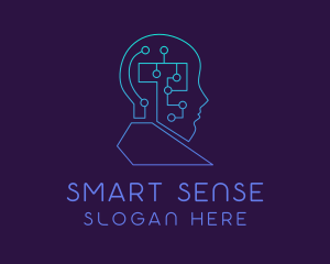 Intelligence - Artificial Intelligence Circuit Network logo design