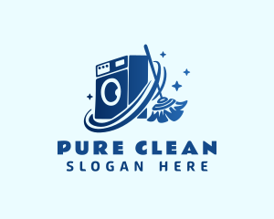 Washing Machine Cleaning Broom logo design