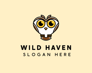 Heart Wild Owl  logo design