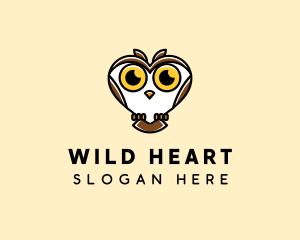 Heart Wild Owl  logo design