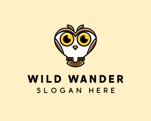 Heart Wild Owl  logo design