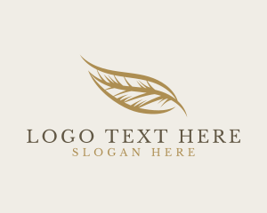 Feather - Golden Quill Feather logo design