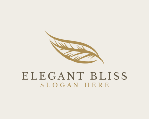 Elegant - Golden Quill Feather logo design