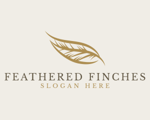 Golden Quill Feather logo design