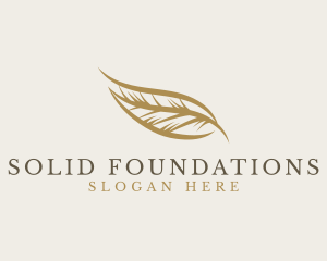 Sanctuary - Golden Quill Feather logo design