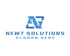 Innovations Tech Circuit Letter N logo design