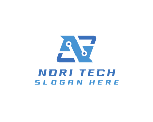 Innovations Tech Circuit Letter N logo design