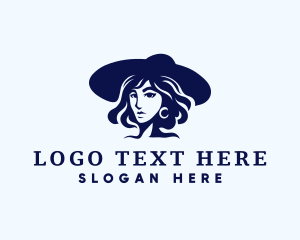 Hair Styling - Fashion Hat Lady logo design
