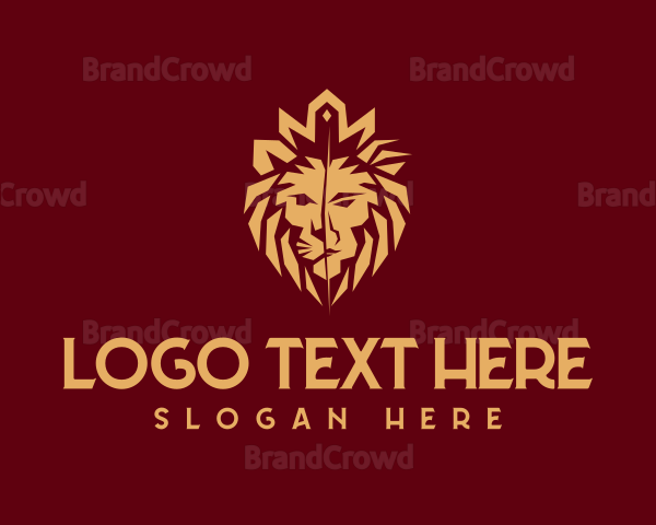 Golden Premium Lion Head Logo