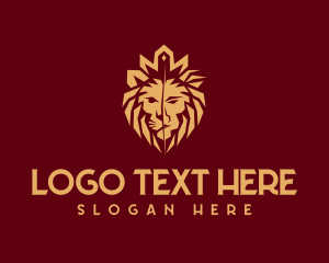 Crown - Golden Premium Lion Head logo design