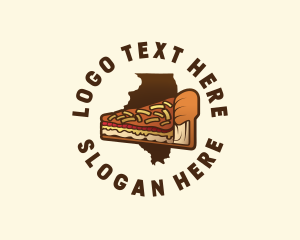 Map - Illinois Deep Dish Pizza logo design