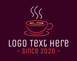 Restaurant - Neon Lights Coffee Cup logo design