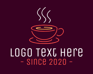 Tea Cup - Neon Lights Coffee Cup logo design