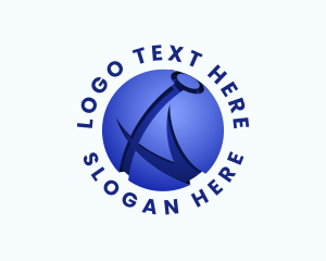 Globe - Blue Sphere Letter A logo design