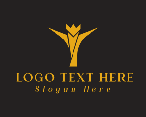 Gold - Queen Tiara Letter T logo design