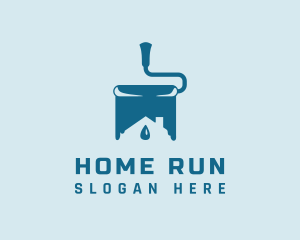 Blue Home Paint Roller logo design