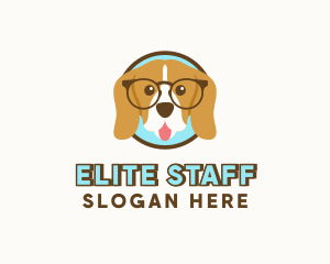 Beagle - Nerd Dog Eyeglasses logo design