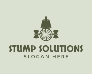 Stump - Axe Lumberjack Tree logo design