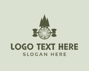 Stump - Axe Lumberjack Tree logo design