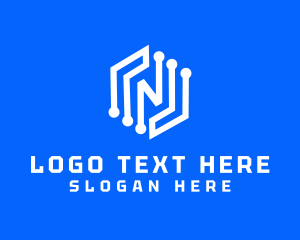 White - Letter N Digital Software logo design