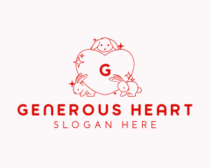 Bunny Heart Love logo design