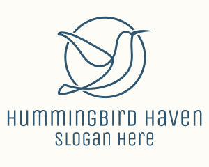 Blue Hummingbird Monoline logo design