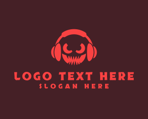 Online Gaming - Beast Devil Headphone logo design