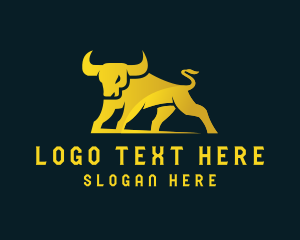Golden - Gold Bull Animal logo design