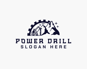 Mountain Construction Drilling Machine  logo design