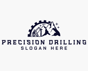 Drilling - Mountain Construction Drilling Machine logo design