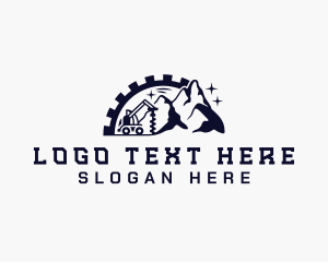 Cogwheel - Mountain Construction Drilling Machine logo design