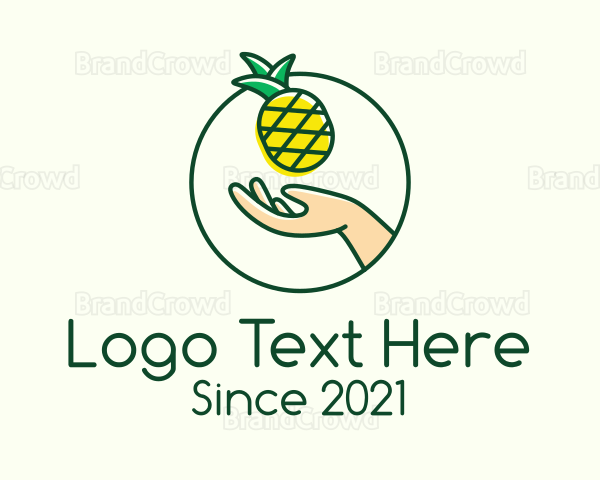 Hand Pineapple Fruit Logo