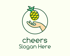 Hand Pineapple Fruit  Logo