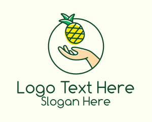 Hand Pineapple Fruit  Logo