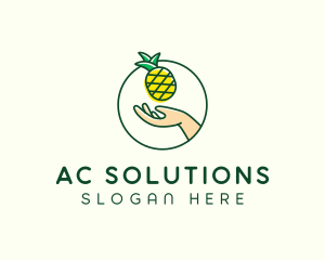 Hand Pineapple Fruit  logo design