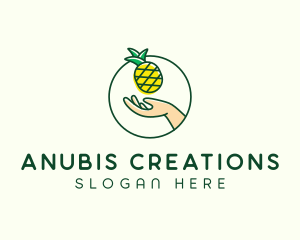 Hand Pineapple Fruit  logo design