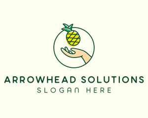 Hand Pineapple Fruit  logo design