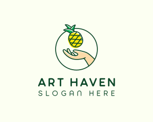 Hand Pineapple Fruit  logo design