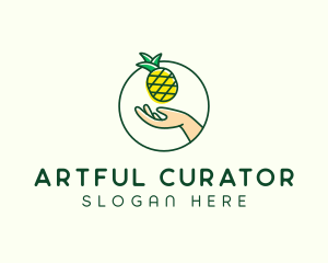 Hand Pineapple Fruit  logo design