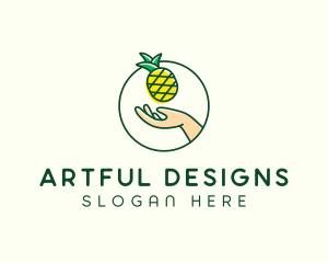 Hand Pineapple Fruit  logo design