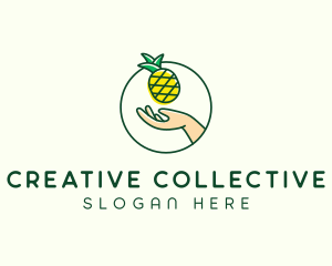 Hand Pineapple Fruit  logo design